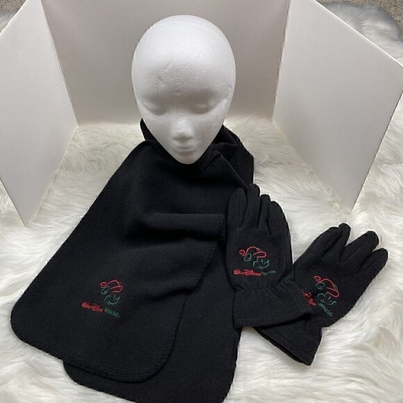 Disney Adult Scarf Glove Set Mickey Mouse Head Icon Christmas - Picture 1 of 8